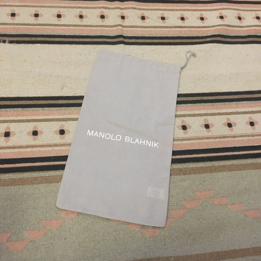 Manolo Blahnik 14” x 8” square gray drawstring dustbag garment dust bag